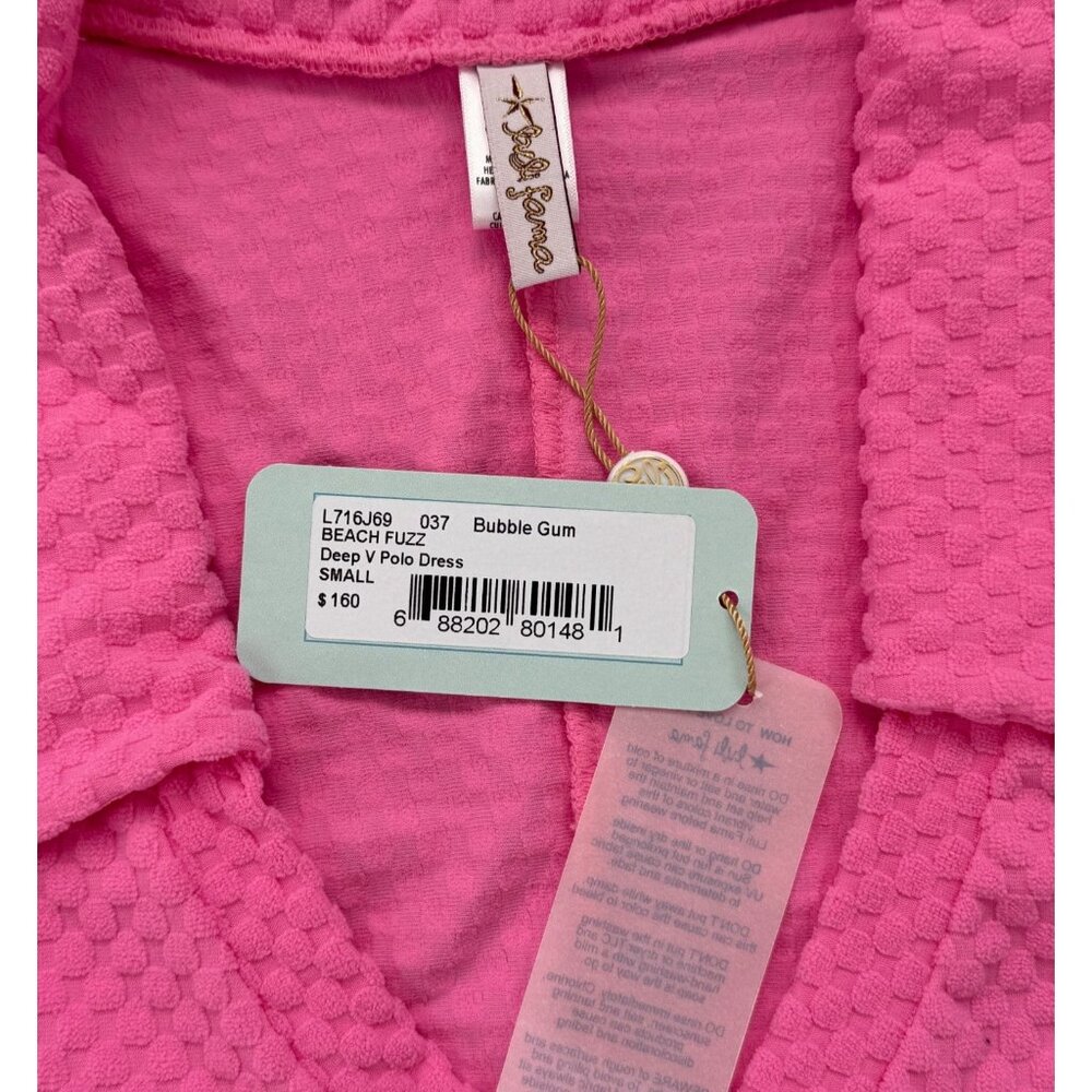 Luli Fama Size S Polo Dress Beach Fuzz Pink Deep-V Cover-Up Short Sleeve NEW - Picture 4 of 8